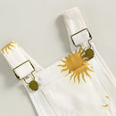 Kids Girls Printed Rolled Hem Overall Shorts with Pockets childrensterritory