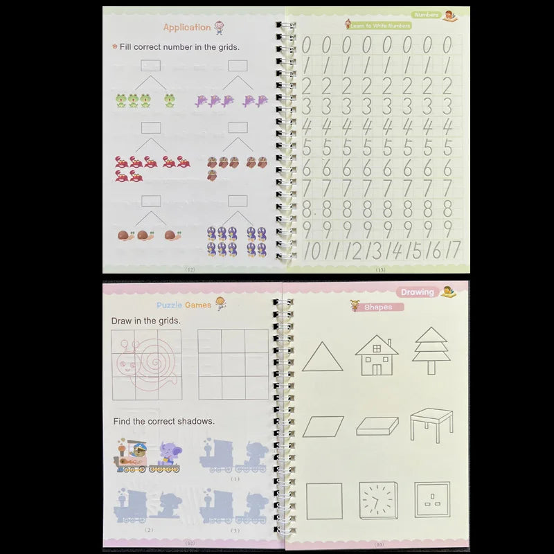 Kids 4pcs Reusable Sank Magic Practice English Version Copybook childrensterritory