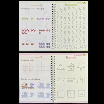 Kids 4pcs Reusable Sank Magic Practice English Version Copybook childrensterritory