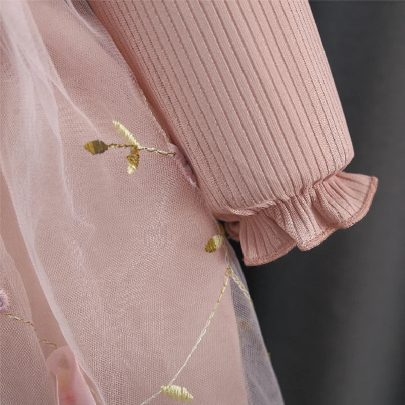 Girls’ Elegant Long-Sleeve Winter Dresses