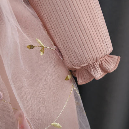 Girls’ Elegant Long-Sleeve Winter Dresses