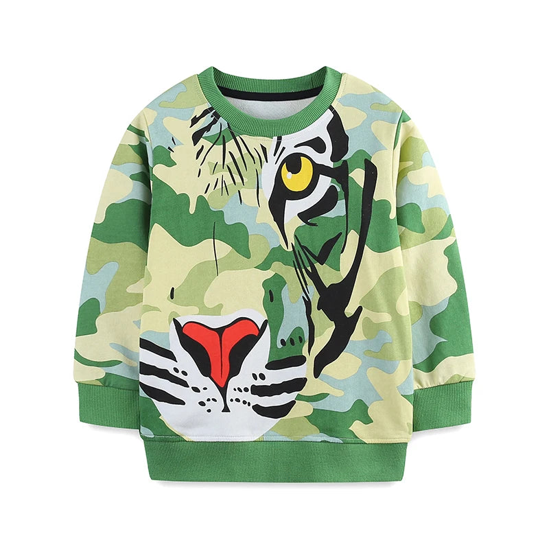 Full-Sleeve Cartoon Print Sweatshirts For Girls