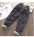 Kids Ankle Length Solid Fleece Warm Cargo Pants Trousers childrensterritory