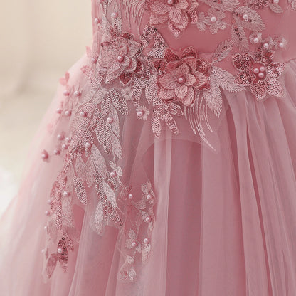 Kids Girls Lace Embroidery Bridesmaid Party Dress childrensterritory