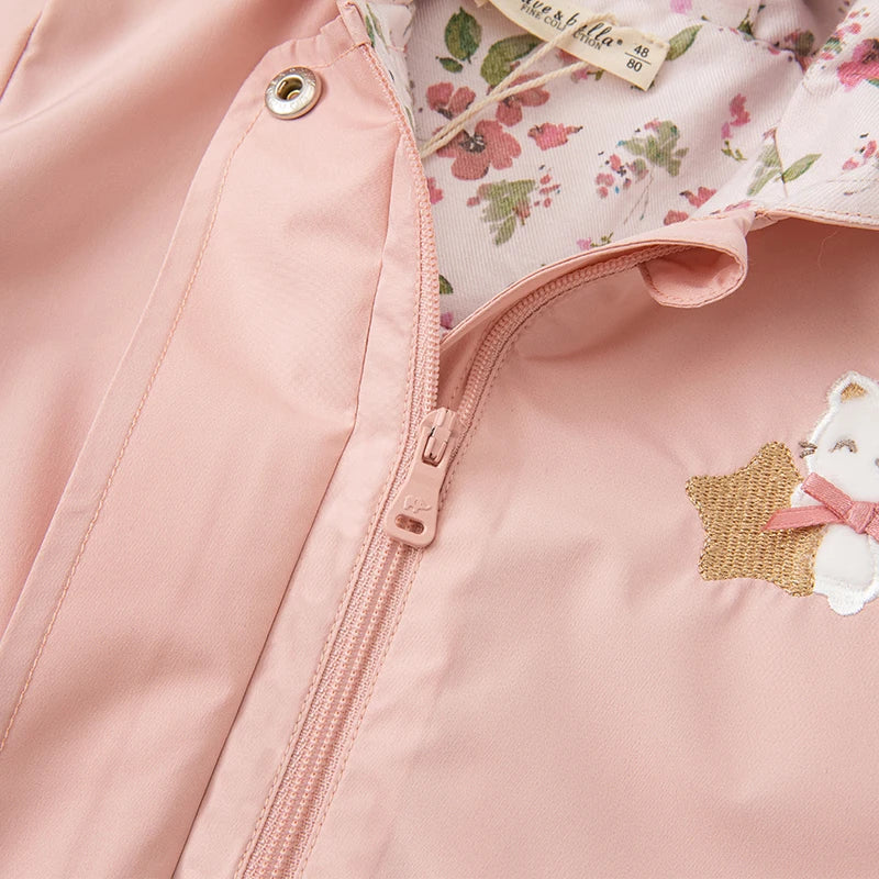 Kids Pink Cartoon Hooded Long Sleeve Casual Jacket childrensterritory