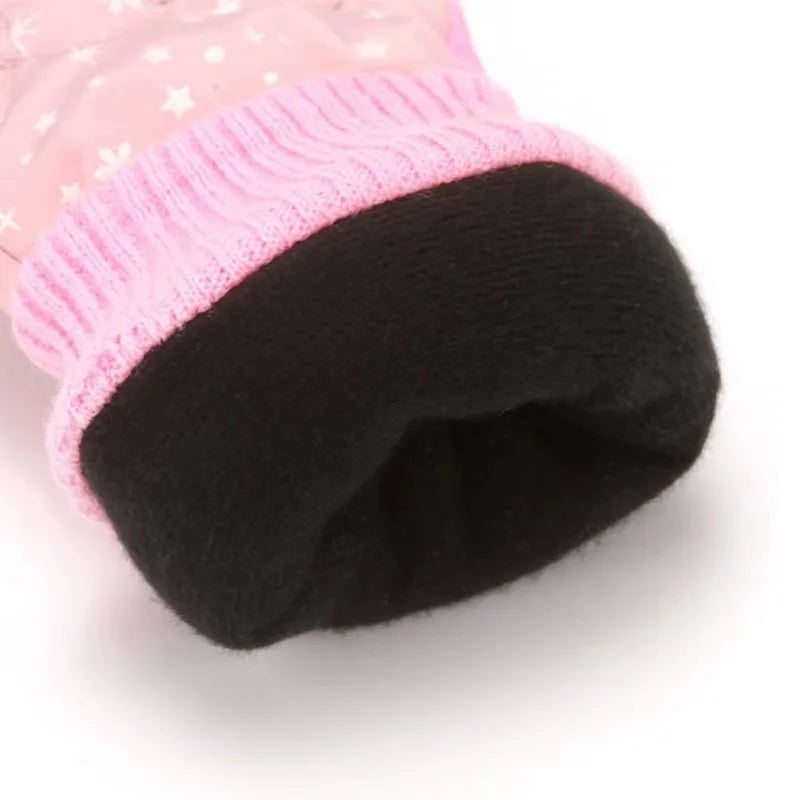 Kids Girls Thicken Warm Waterproof Skiing Gloves