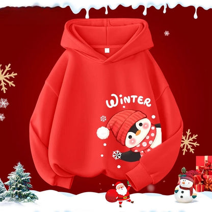 Kids’ Long-Sleeve Christmas-Print Hoodie Sweater