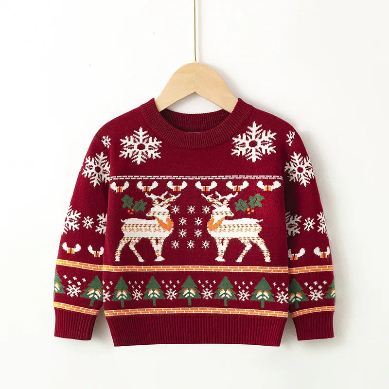 Soft Wool Cartoon Design Christmas Knit Sweatshirts for Kids childrensterritory