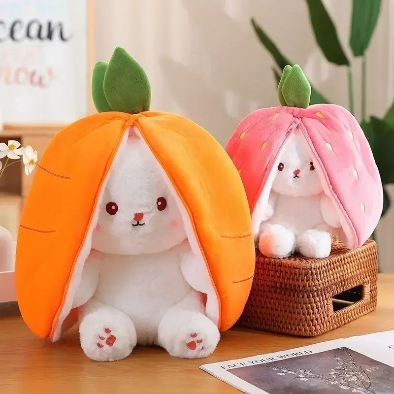 Zipper Strawberry Rabbit Doll Plush Toys for Kids