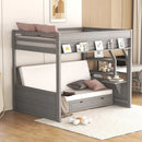 Full Size Convertible Wooden Bunk Bed with Storage Staircase childrensterritory