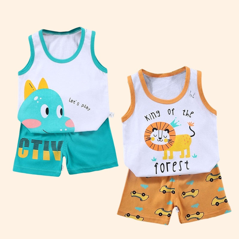 2PCS Cotton T-Shirts and Shorts Set for Toddler Boys Girls childrensterritory