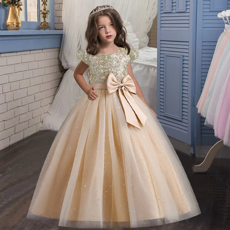Big Bow, Gauze Lace Princess Birthday Party Dresses for Girls childrensterritory