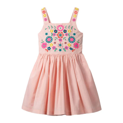 Kids Girls Cute Print Summer Casual Cotton Dresses childrensterritory
