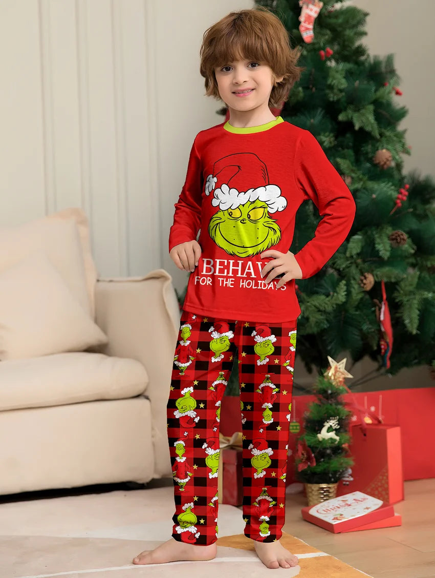 Cartoon Design Red Xmas Family Matching Pajamas Sets childrensterritory