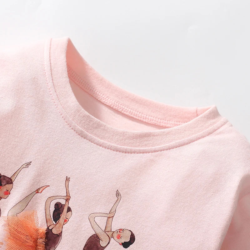 Kids Girls Cartoon Design Long Sleeves Autumn Dresses childrensterritory
