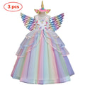 Girls' Unicorn Printed Lace Panel Birthday Party Dresses childrensterritory