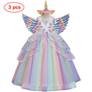 Girls' Unicorn Printed Lace Panel Birthday Party Dresses childrensterritory