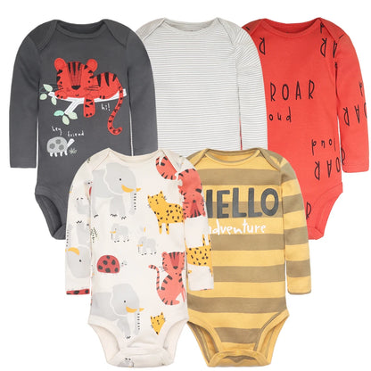 Cartoon Print Soft Cotton Bodysuits For Newborn Babies childrensterritory