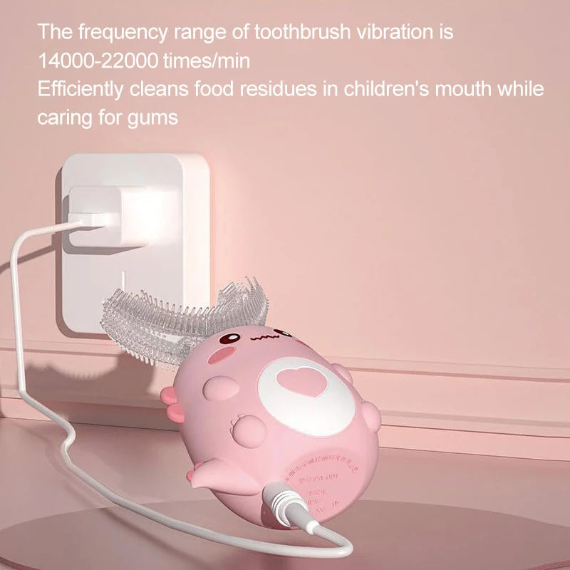 360-Degree Smart U-shaped Electric Cartoon Kids Silicone Toothbrush childrensterritory