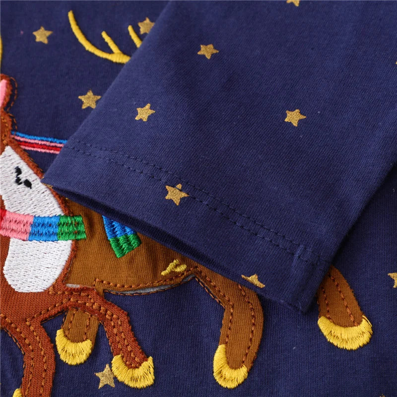 Kids Girls Printed Long Sleeve Christmas Dress childrensterritory