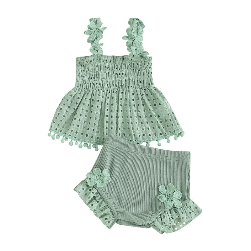 Newborn Girls Printed 2 Piece Muslin Clothes Sets