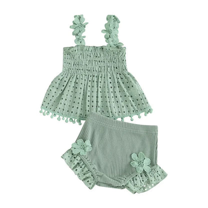 Newborn Girls Printed 2 Piece Muslin Clothes Sets