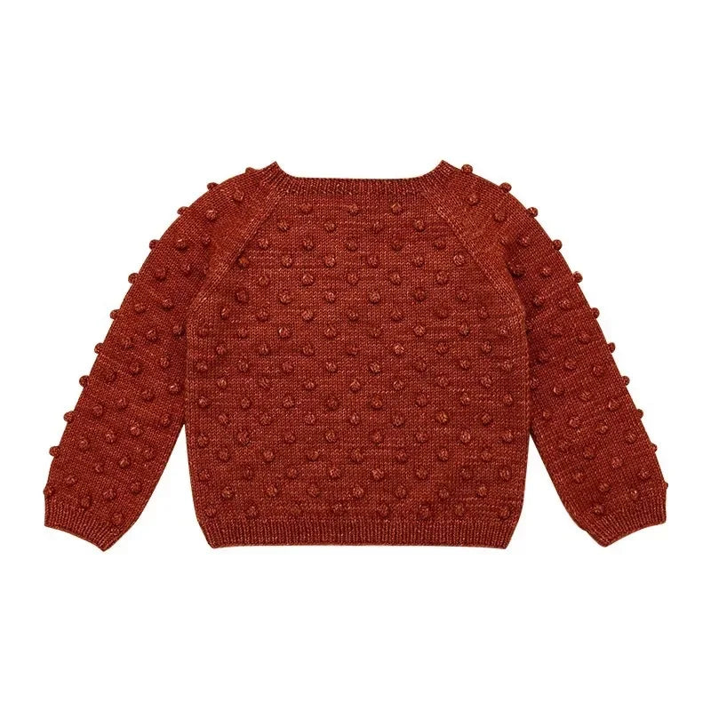 Toddler Girls Popcorn Chunky Knit Pullover Tops and Skirt Set childrensterritory