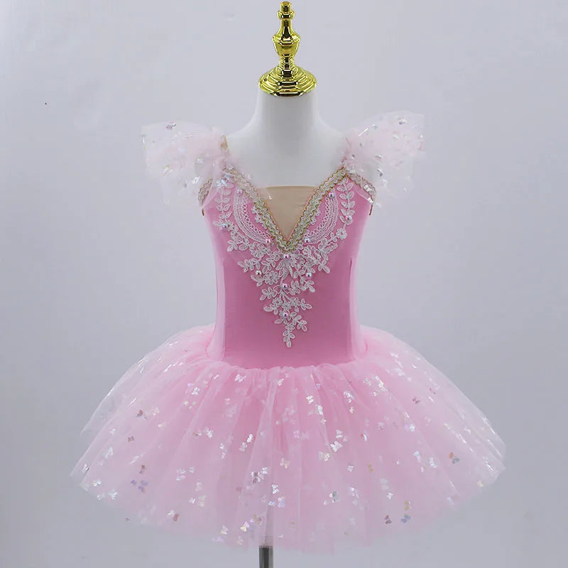 Modern Sequined Flower Tutu Ballet Dresses For Girls childrensterritory
