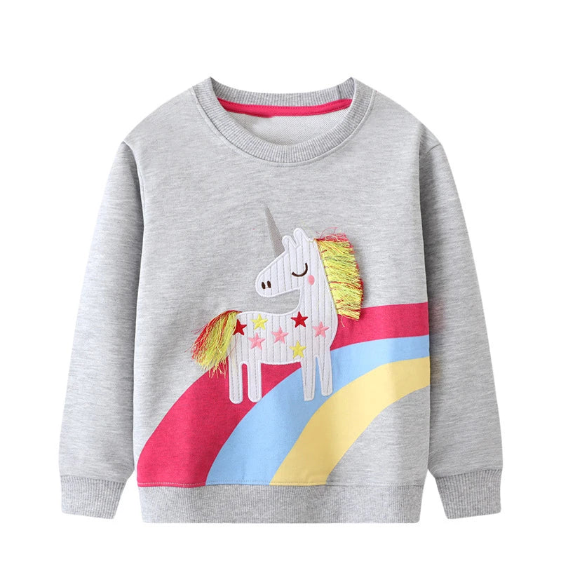 Girls Full Sleeves Flowers Embroidery Casual Sweatshirts childrensterritory