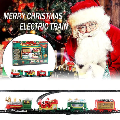 Electric Christmas Train Toy Set with Light Sound for Kids