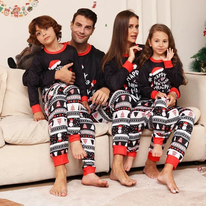 Letter Print Cute Family Matching Cotton Christmas Pajamas