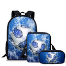 3D Soccer Foot Ball Print 3pcs/Set Kids School Bags Backpack
