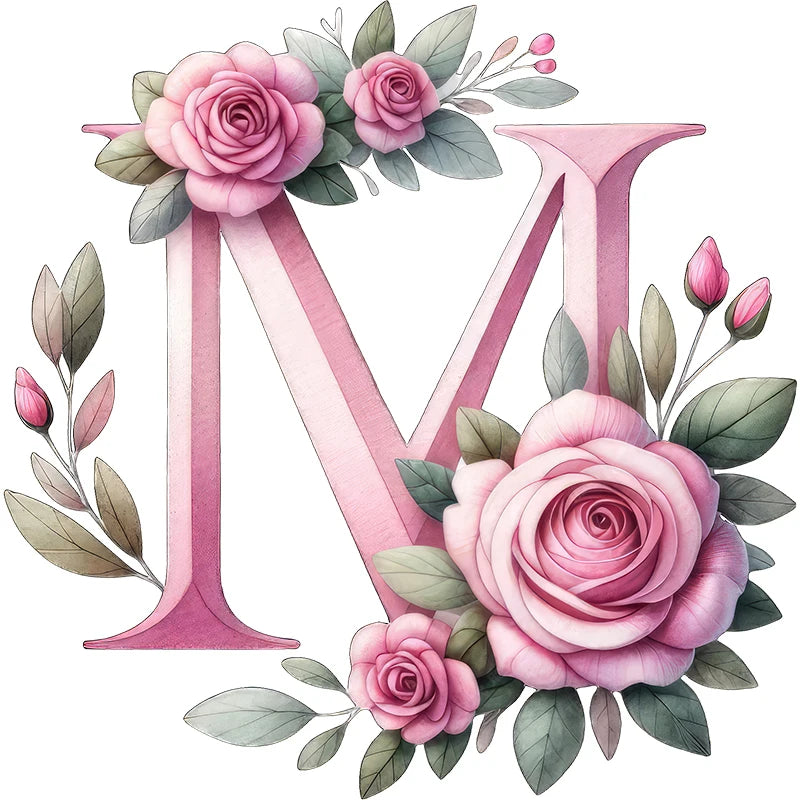 Self-Adhesive Pink Flower Letter Art Wall Decals childrensterritory
