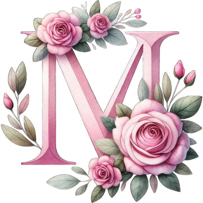 Self-Adhesive Pink Flower Letter Art Wall Decals childrensterritory