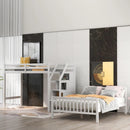 L-Shaped Twin-Over Bunk Bed with Ladder and 3 Storage Grids childrensterritory