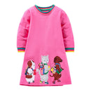 Horse Print Girls Long-Sleeved Casual Dresses childrensterritory