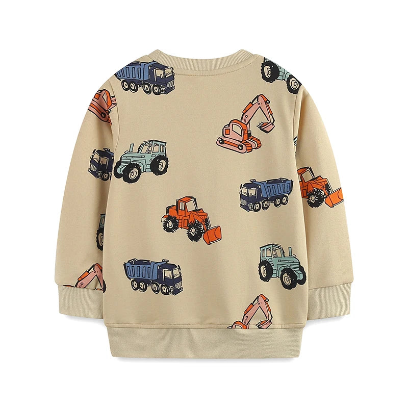 Boys Excavator Cartoon Print Casual Sweatshirts childrensterritory