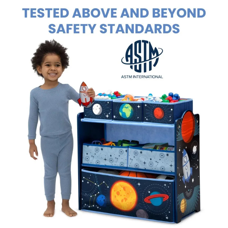 Space Adventures Design 6 Bin Kids Toy Organizer childrensterritory