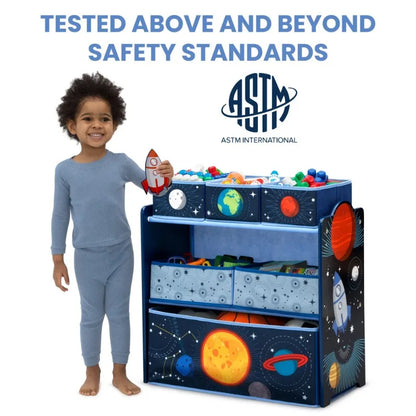 Space Adventures Design 6 Bin Kids Toy Organizer childrensterritory