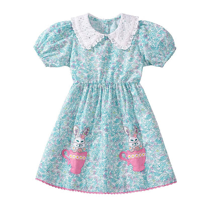 Little Girls Cartoon Embroidered Design Summer Dresses childrensterritory