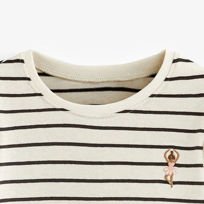 Round Neck Long Sleeves Cartoon Print Cotton Tops For Girls childrensterritory