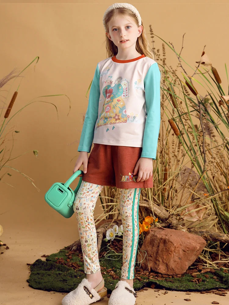 Girls Cartoon Printed Stretch Pants childrensterritory
