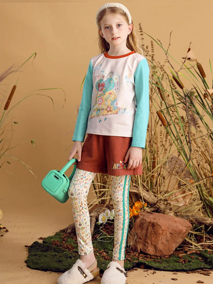Girls Cartoon Printed Stretch Pants childrensterritory