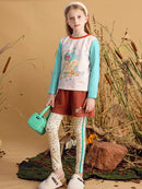 Girls Cartoon Printed Stretch Pants childrensterritory