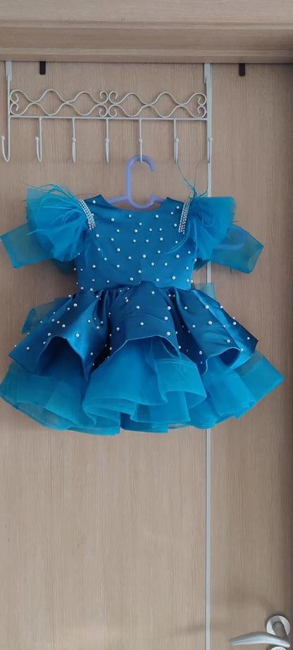 Baby/Kids Girl Satin Pearls Design Tulle Princess Party Dresses childrensterritory