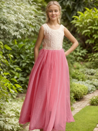 Little Girls Flower Lace Design Summer Birthday Dresses childrensterritory
