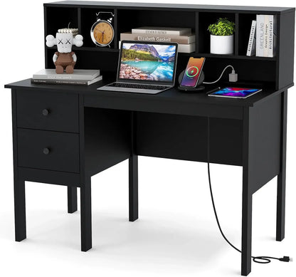 White Study Desk Featuring Drawers and Hutch for Home Office childrensterritory