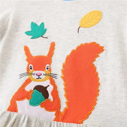 Kids Girls Cartoon Animal Design Princess Dress for Autumn childrensterritory