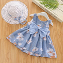 Baby Girls Sleeveless Floral Print Casual Dress with Hat childrensterritory