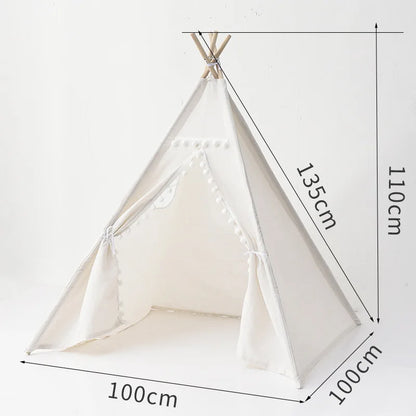 Kids Porable Cotton Canvas Indian Play Tent childrensterritory